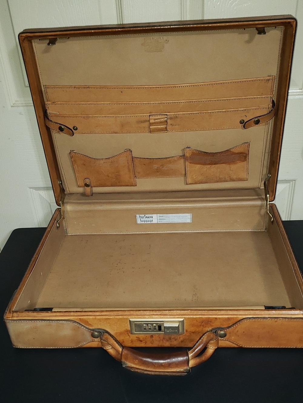Vintage Hartman Belting Slim Leather  Attache Briefcase Luggage Case Lock